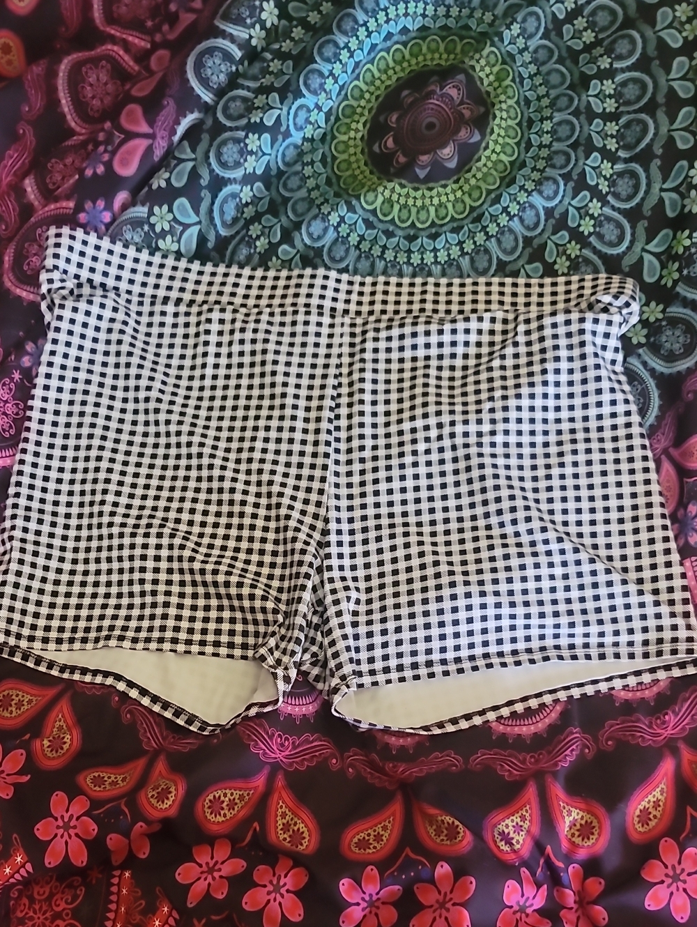 Torrid Black and White Gingham Bike Shorts